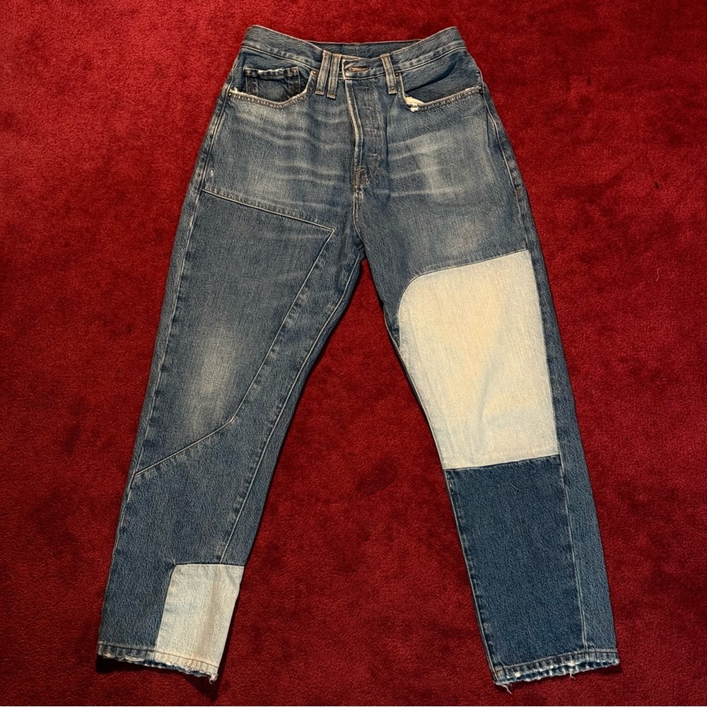 Frame Le Original Denim Women's Blue Patchwork Boyfriend Jeans